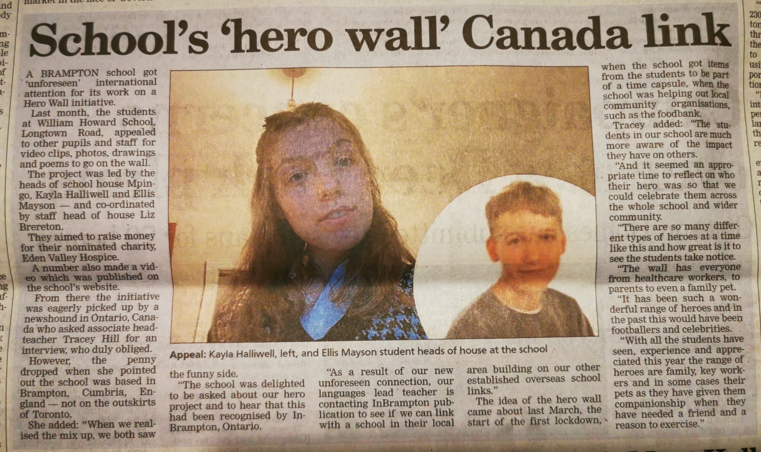Brampton Heroes Mix Up Make News William Howard School