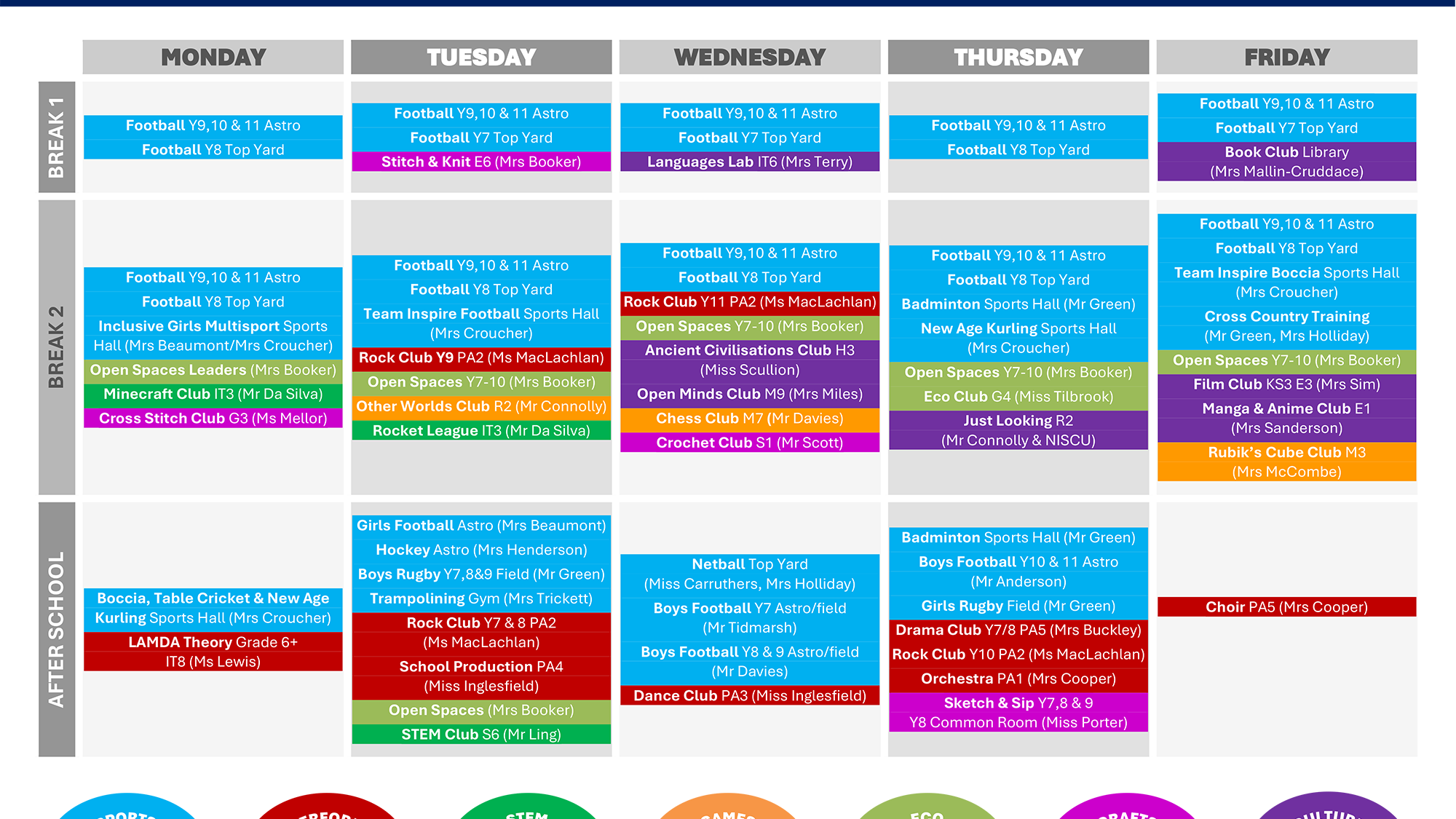 Extra Curricular Timetable All Autumn 26 landscape