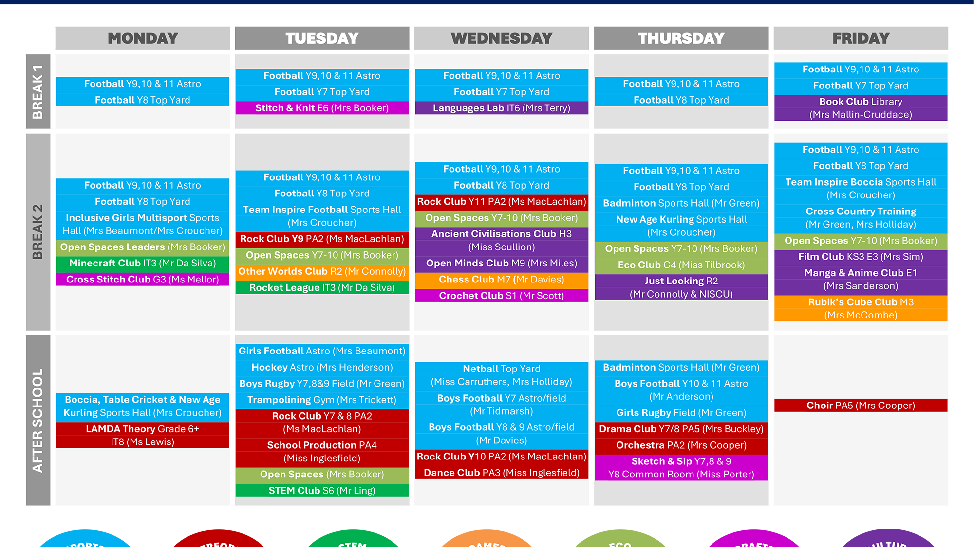Extra Curricular Timetable All Autumn 26 landscape